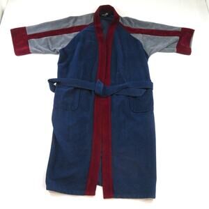 Playboy Bath Robe Vintage Corduroy Blue Red Tagged One Size L-XL? Smokers Spa